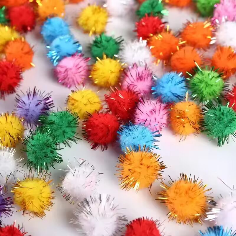 30-200Pcs Glitter Balls Pompom Furry Balls Christmas Pom Poms Kids DIY Pompones Craft Handmade Decoration Supplies